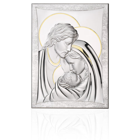 Silver Plated Holy Family with Gold Accents - 8.5 x 11 in.